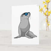 Zeehond met Zonnebril Kaart (Gele Bloem)