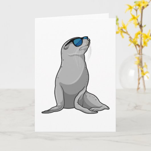 Zeehond met Zonnebril Kaart (Gele Bloem)