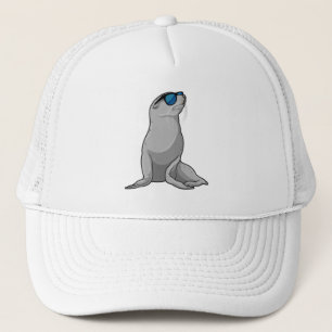 Zeehond met zonnebril trucker pet
