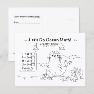 Zeehond Oceaan Wiskunde Kleurkaart Briefkaart