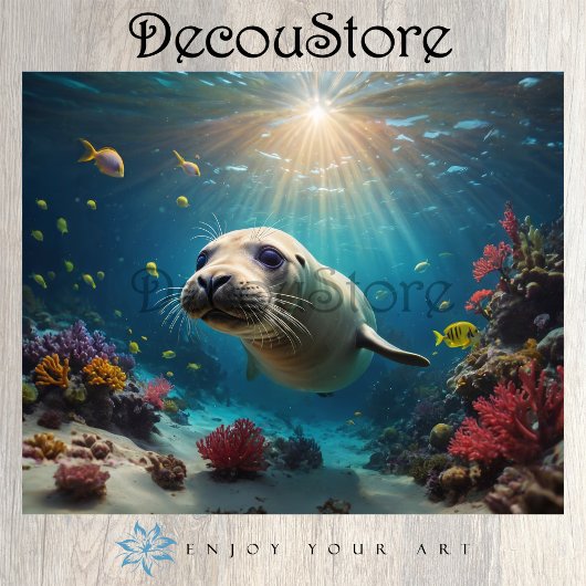 Zeehond Onderwater Decoupage Tissuepapier