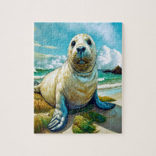 Zeehond op het strand legpuzzel