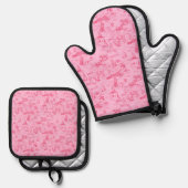 Zeehond Roze Toile  Ovenwant & Pannenlap Set (Voorkant / Achterkant)