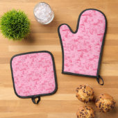 Zeehond Roze Toile  Ovenwant & Pannenlap Set (Top down)
