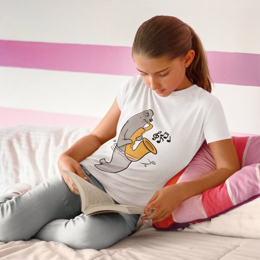 Zeehond Saxofoon Spelend T-Shirt
