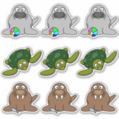Zeehond, Schildpad, Walrus Water Dieren Cartoons G Sticker (Voorkant)