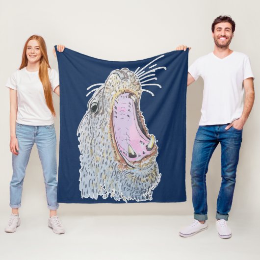 Zeehond Schreeuw Fleece Deken (In situ)