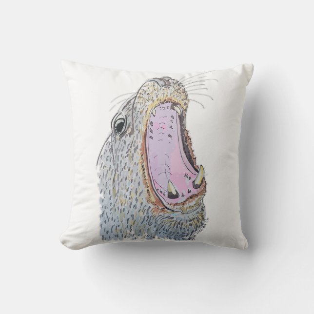 Zeehond Schreeuw Kussen (Voorkant)