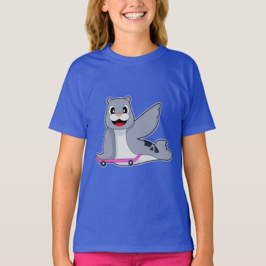 Zeehond Skater Skateboard T-shirt (Voorkant)