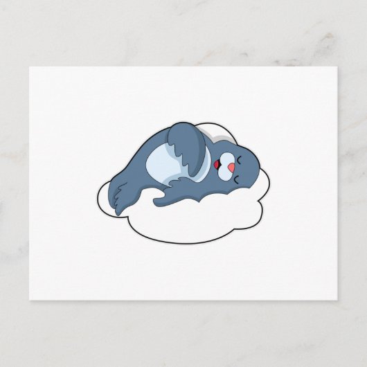 Zeehond slaapt op wolk briefkaart (Voorkant)