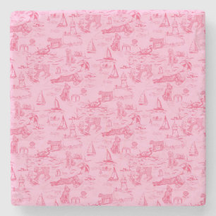 Zeehond Toile Roze Stenen Onderzetter