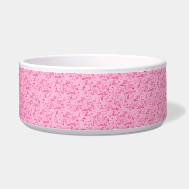 Zeehond Toile Roze  Voerbakje (Voorkant)