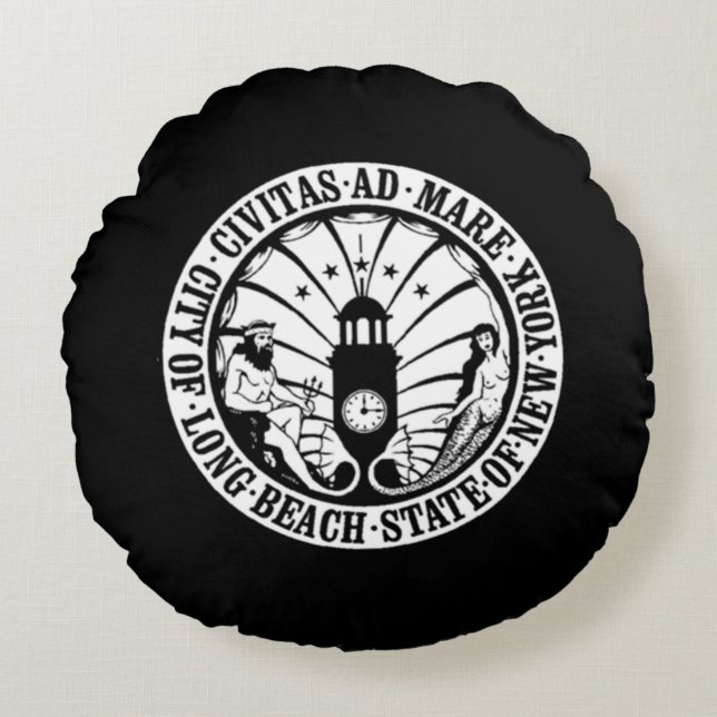 zeehond van Long Beach, New York Rond Kussen (Voorkant)