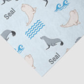 Zeehond & watergolfpatroon op blauw tissuepapier (Detail)