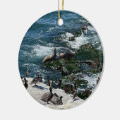 Zeehonden en Vogels Keramisch Ornament (Links)