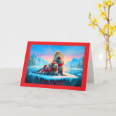 Zeehonden Milieu Kerst Kaart (Gele Bloem)