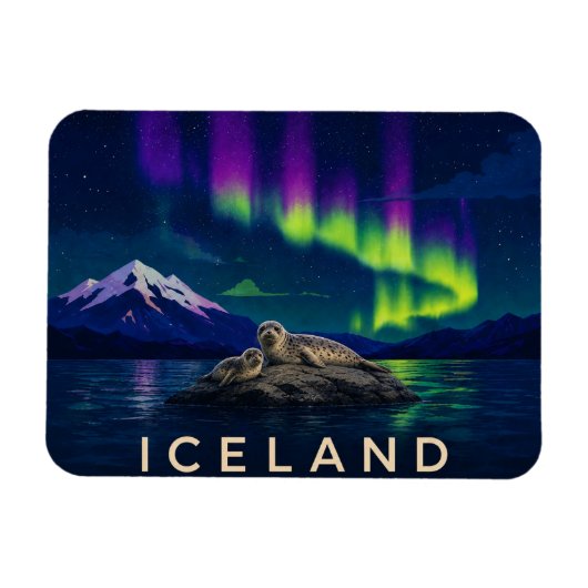Zeehonden onder het Aurora-IJsland Flexi Magneet (Horizontaal)