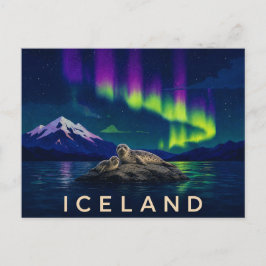 Zeehonden onder het Aurora-noorderlicht | Iconisch Briefkaart