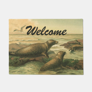 Zeehonden, Vintage Aquatische Dieren Marien Leven Deurmat