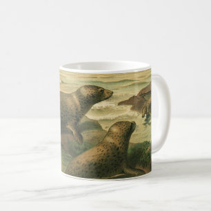 Zeehonden, Vintage Aquatische Dieren Marien Leven Koffiemok