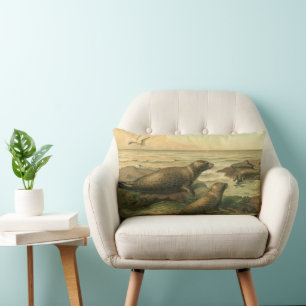 Zeehonden, Vintage Aquatische Dieren Marien Leven Kussen