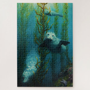 Zeehonden, zeehonden, zwemmen, leeuw van zee, have legpuzzel