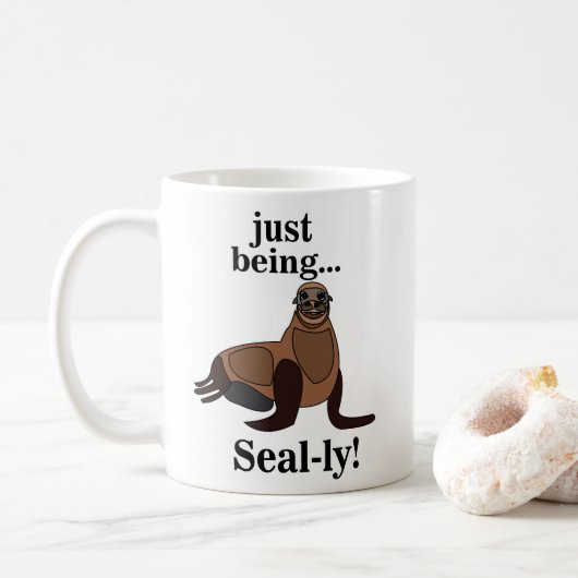Zeehonden Zeeleeuw Funny Koffiemok (Met donut)