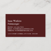 Zeehondenweergave, visser/vrouw, vismarkt visitekaartje (Achterkant)