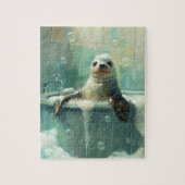 Zeehondje in bubbelbad legpuzzel (Verticaal)