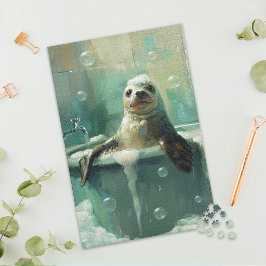 Zeehondje in bubbelbad legpuzzel