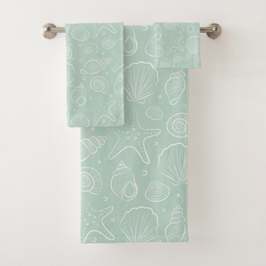 Zeehuid Zomer Kust Nautisch Boho Strand Mint Bad Handdoek (Insitu)