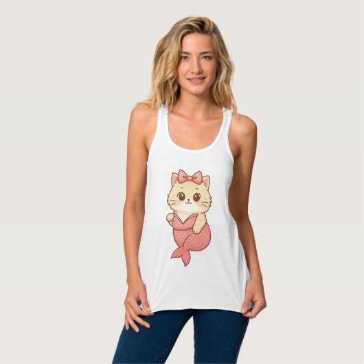 Zeejungfer Kat Plakker Tanktop (Volledige Voorkant)