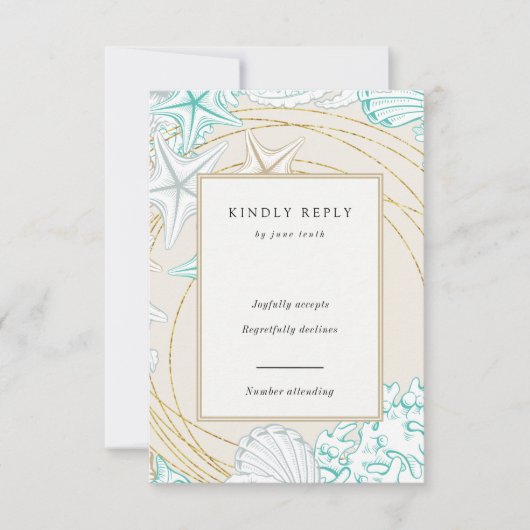 Zeekaart elegante verticale RSVP-kaart RSVP Kaartje (Voorkant)