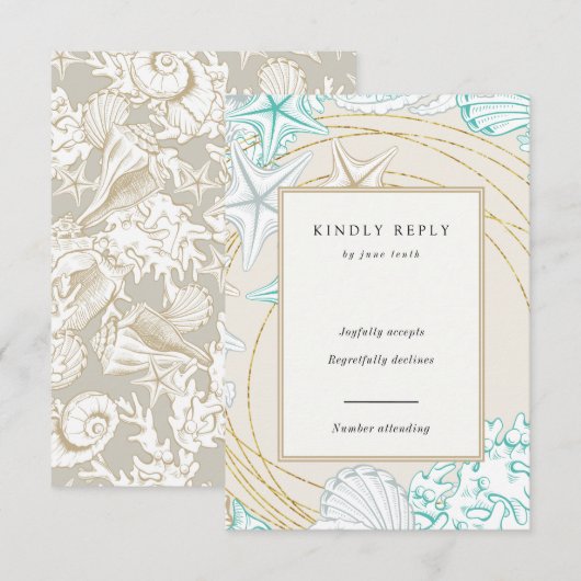 Zeekaart elegante verticale RSVP-kaart RSVP Kaartje (Voorkant / Achterkant)