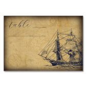 Zeekaart met schets van een schip Bruiloft Kaart (Voorkant)