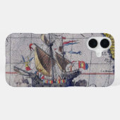 Zeekaart van de Grote Oceaan met Hoogzeilschepen iPhone Hoesje (Achterkant horizontaal)