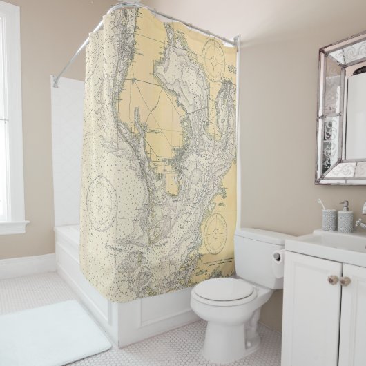  zeekaart van Tampa Bay, Florida Douchegordijn (In situ)