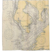  zeekaart van Tampa Bay, Florida Douchegordijn (Voorkant)