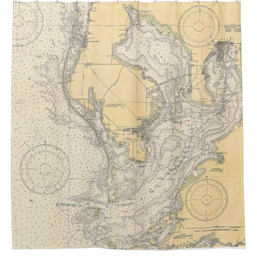  zeekaart van Tampa Bay, Florida Douchegordijn (Voorkant)