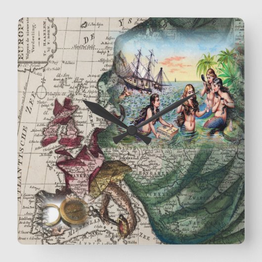 zeekaart vierkante klok (Voorkant)