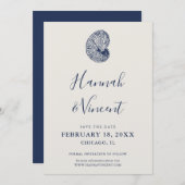 Zeekaart Zeevaart Schelp Save the Date Kaart (Voorkant / Achterkant)