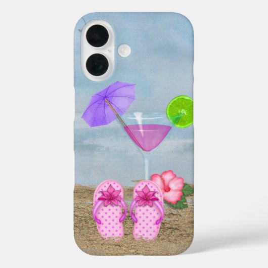 Zeekant cocktail en teenslippers Case-Mate iPhone case (Achterkant)