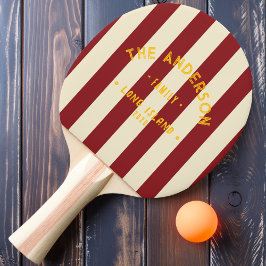 Zeekant Diep Cranberry Strepen & Familienaam Tafeltennisbatje