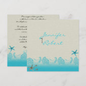 Zeekant in Zand en Aqua Jubileum Uitnodiging (Voorkant / Achterkant)