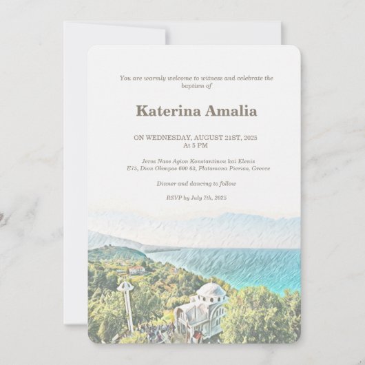 Zeekant mozaïek uitnodiging (Voorkant)