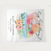 Zeekant nippen | Tropische strand baby shower Wandkleed (Voorkant (horizontaal))