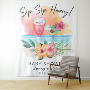 Zeekant nippen Tropische strand baby shower Wandkleed