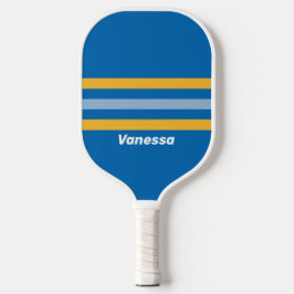 Zeekant overdwars gestreept met naam pickleball paddle