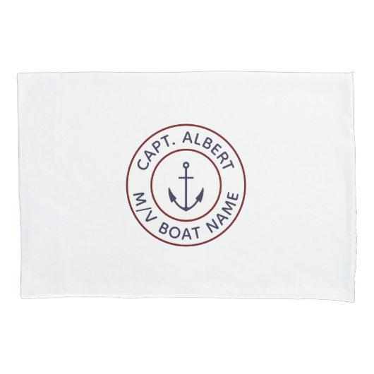 Zeekapitein met Jouw naam Anker Kussen Hoesje Kussensloop (Voorkant)