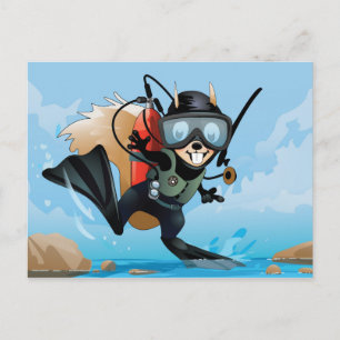 zeekhoorn op vakantie-briefkaart briefkaart